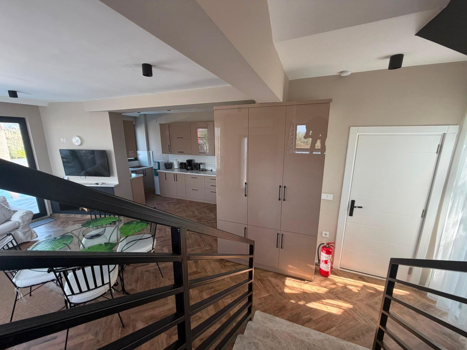 Upper hallway overlooking the kitchen